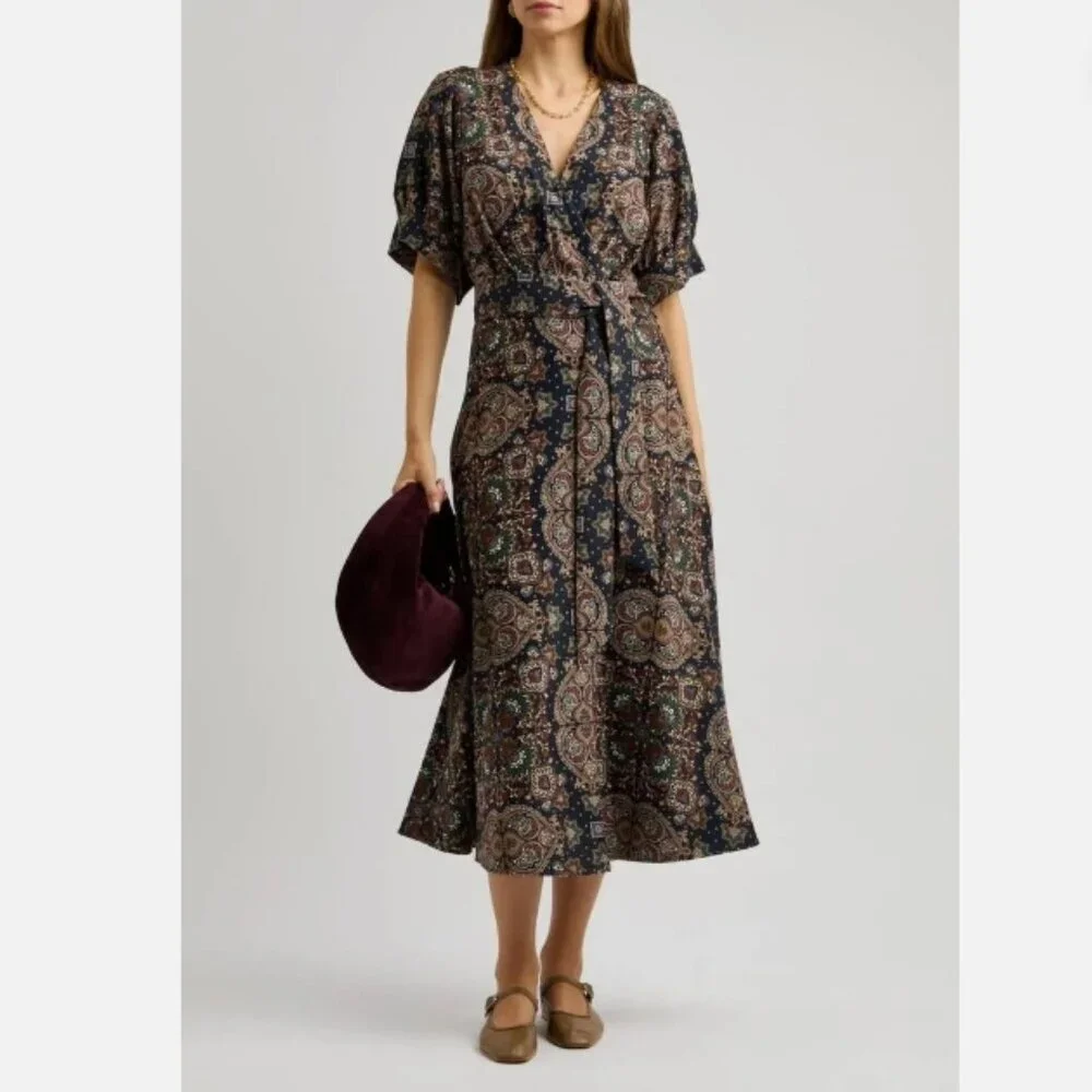 Veronica Beard Wyatt Kaleidoscope-Print Dress Navy Multi 6 NWT - Picture 6 of 7